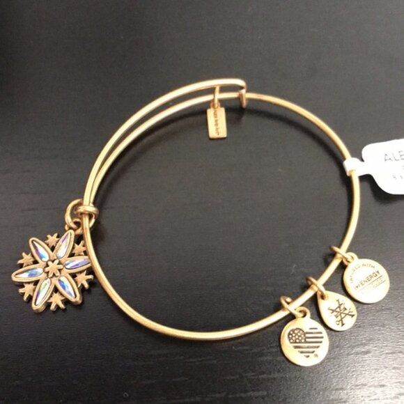 Alex And Ani Snowflake Adjustable Wire Bangle - Picture 4 of 7